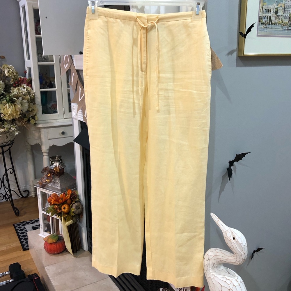 Liz Claiborne Lizsport Petite 100% Linen Cropped Pants